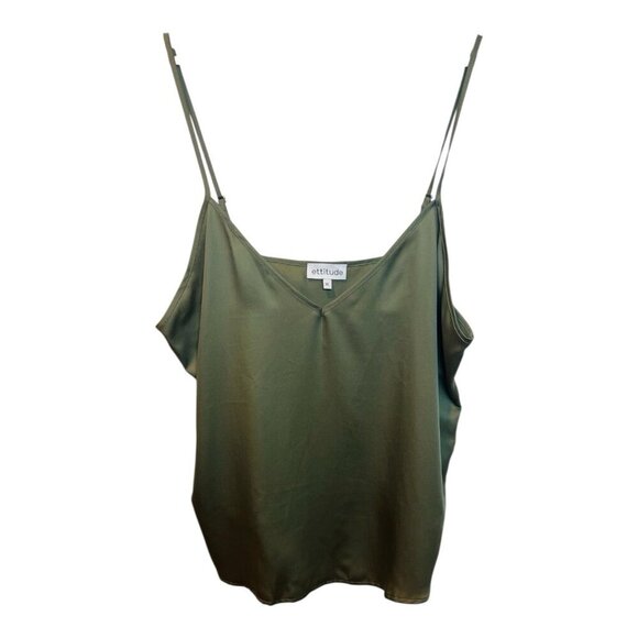 Ettitude Bamboo Moss Size XL V-Neck Adjustable Strap Sateen Sleep Camisole - Picture 3 of 8
